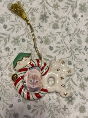 Lennox Christmas cat ornament frame